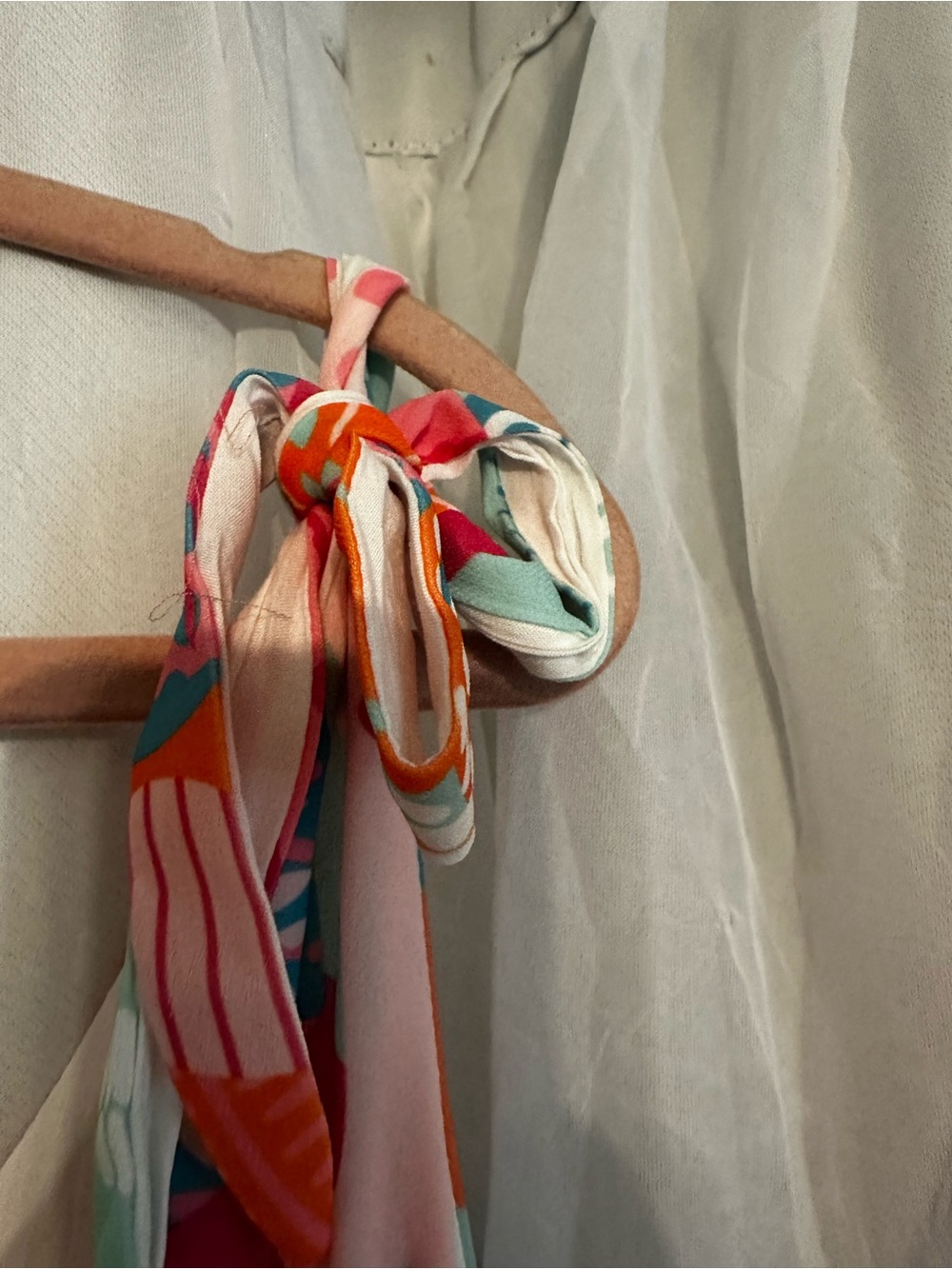Jadelynn Brooke Lightweight Tropical Tie-Shoulder Dress in Aqua & Orange - Picture 6 of 8